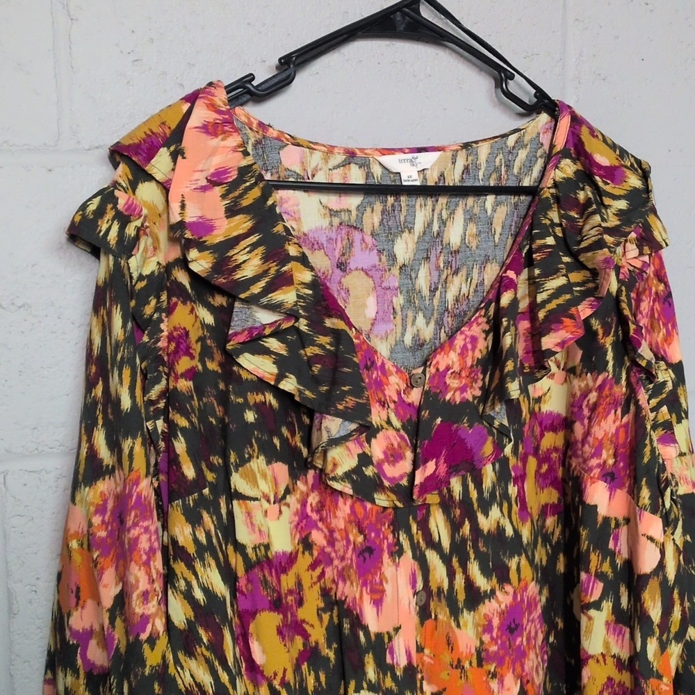 Terra & Sky Plus Size Long Sleeve Ruffle Top Size 2X, NWT - Picture 4 of 7